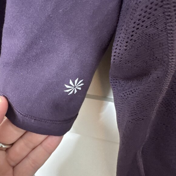 Athleta Shanti Lace Purple Crop Long Sleeve Breathe Wicking Shirt Top Sz 2X - Picture 11 of 13